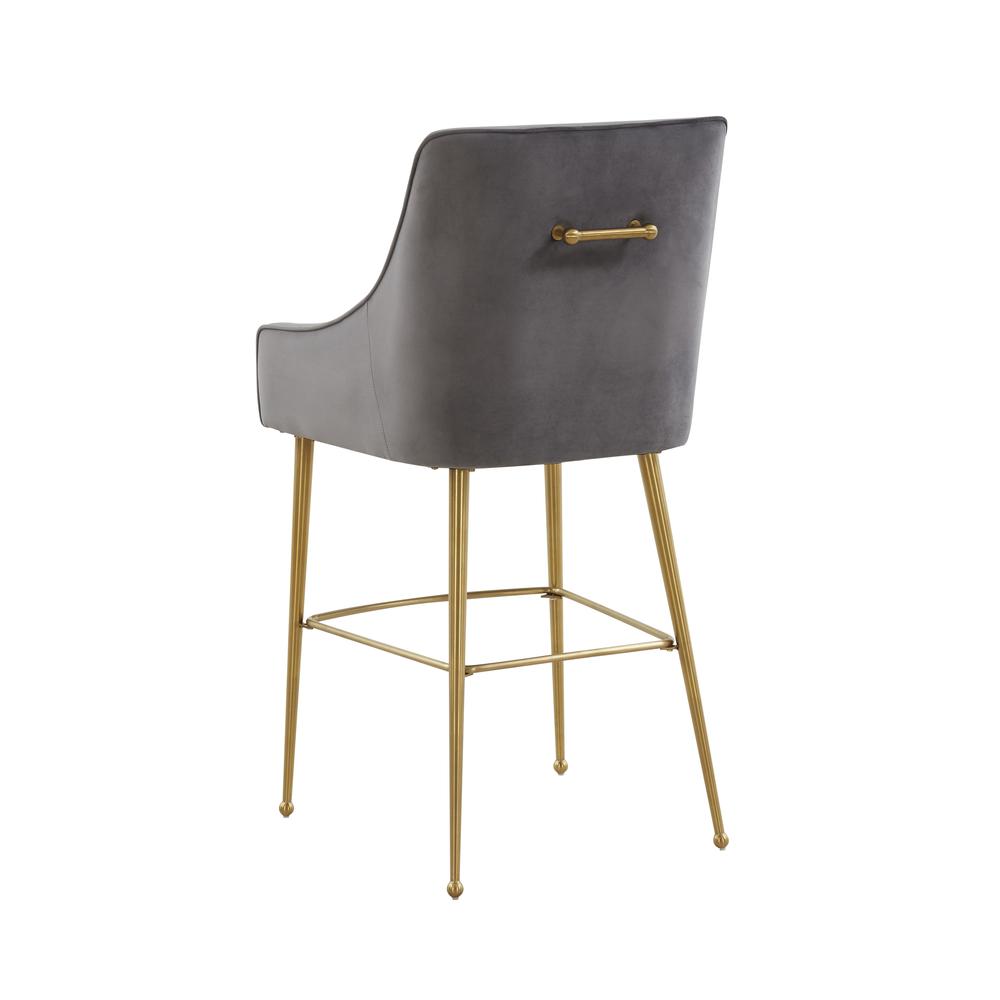 Beatrix Dark Grey Velvet Bar Stool - Gold Legs. Picture 3