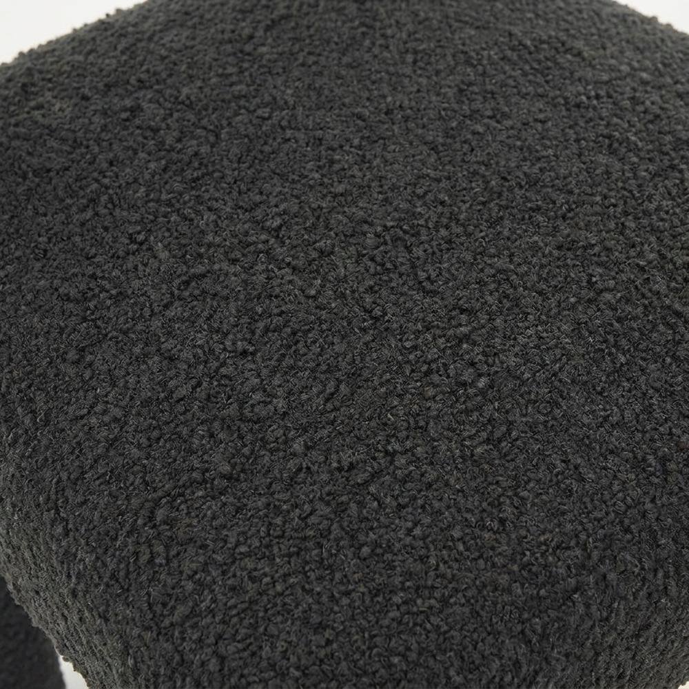 Boucle Upholstered Dining Chair with Pine Legs for Kitchen or Dining Room, Black. Picture 6