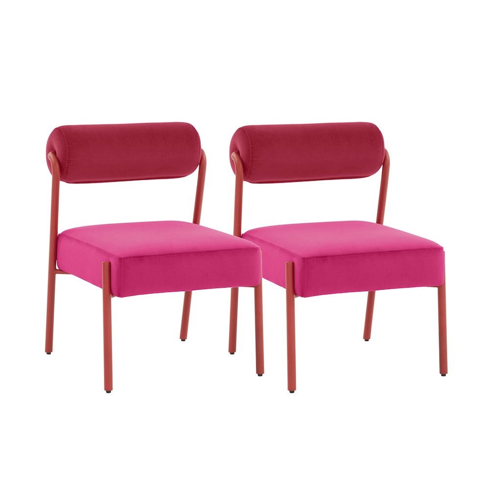Jolene Hot Pink Velvet Dining Chair - Set of 2. Picture 1