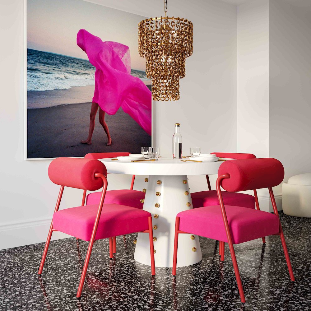 Jolene Hot Pink Velvet Dining Chair - Set of 2. Picture 2