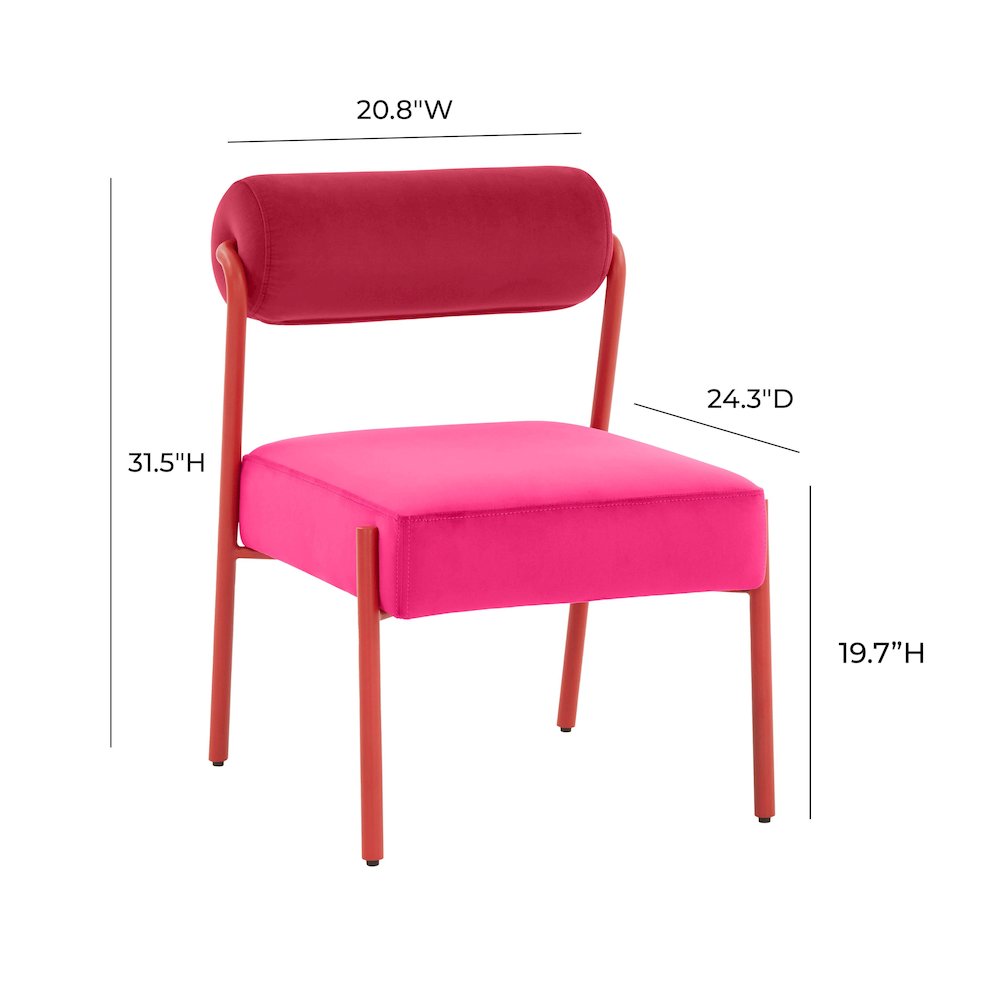 Jolene Hot Pink Velvet Dining Chair - Set of 2. Picture 7