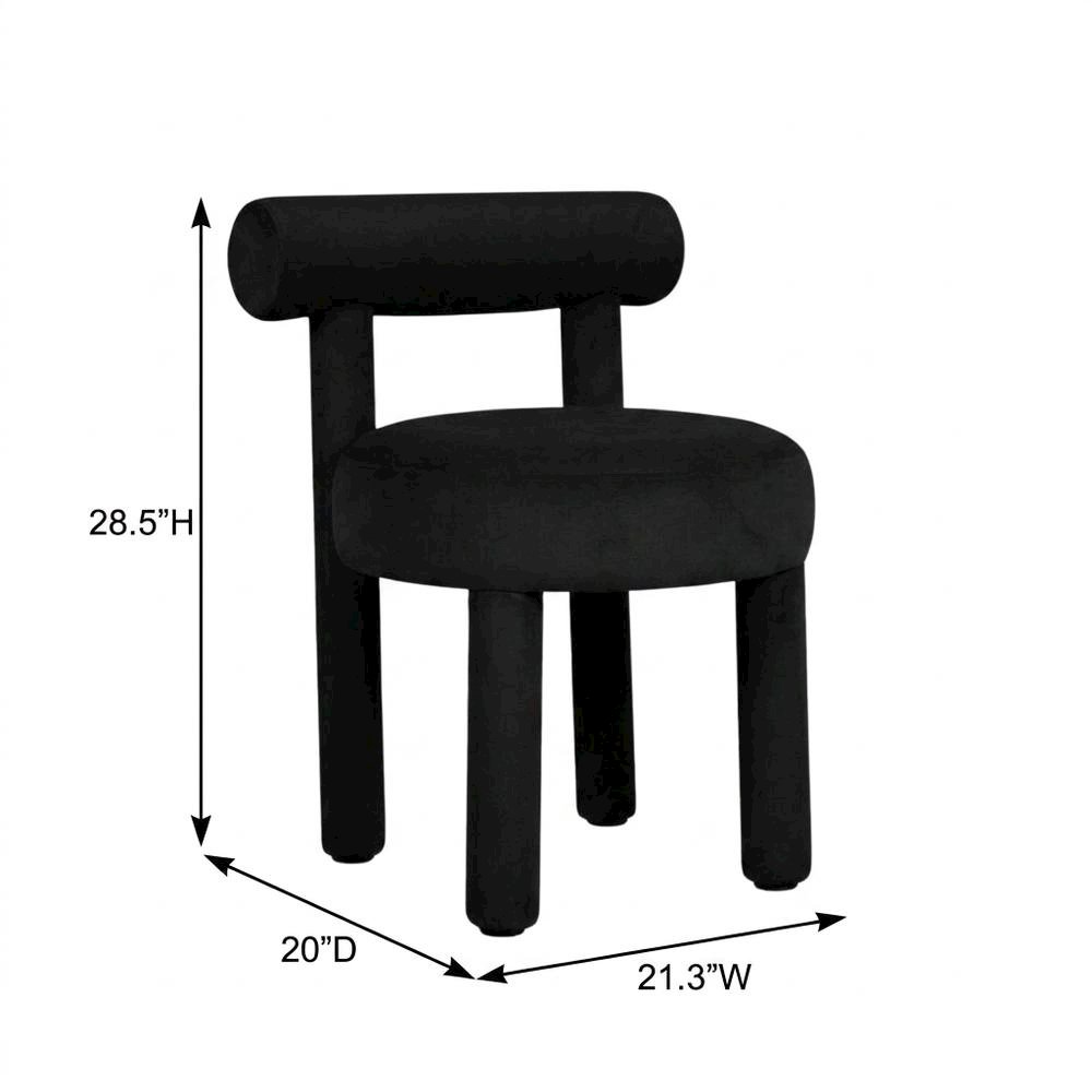 Velvet-Upholstered Dining Chair with Rubberwood Legs, Accent Chair for Bedroom. Picture 5
