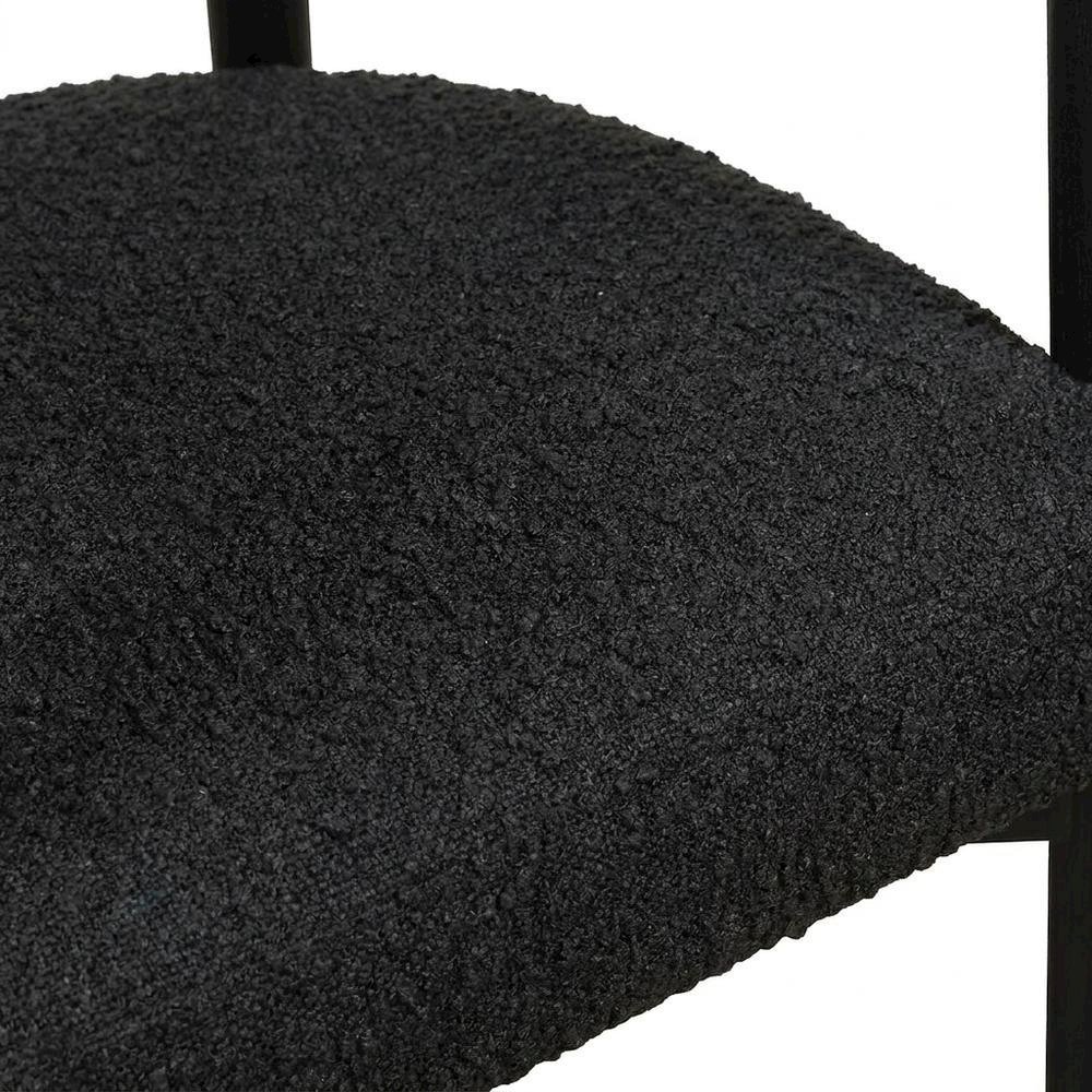 Boucle Upholstered Dining Chair with Ash Wood Legs for Dining Room, Black. Picture 6