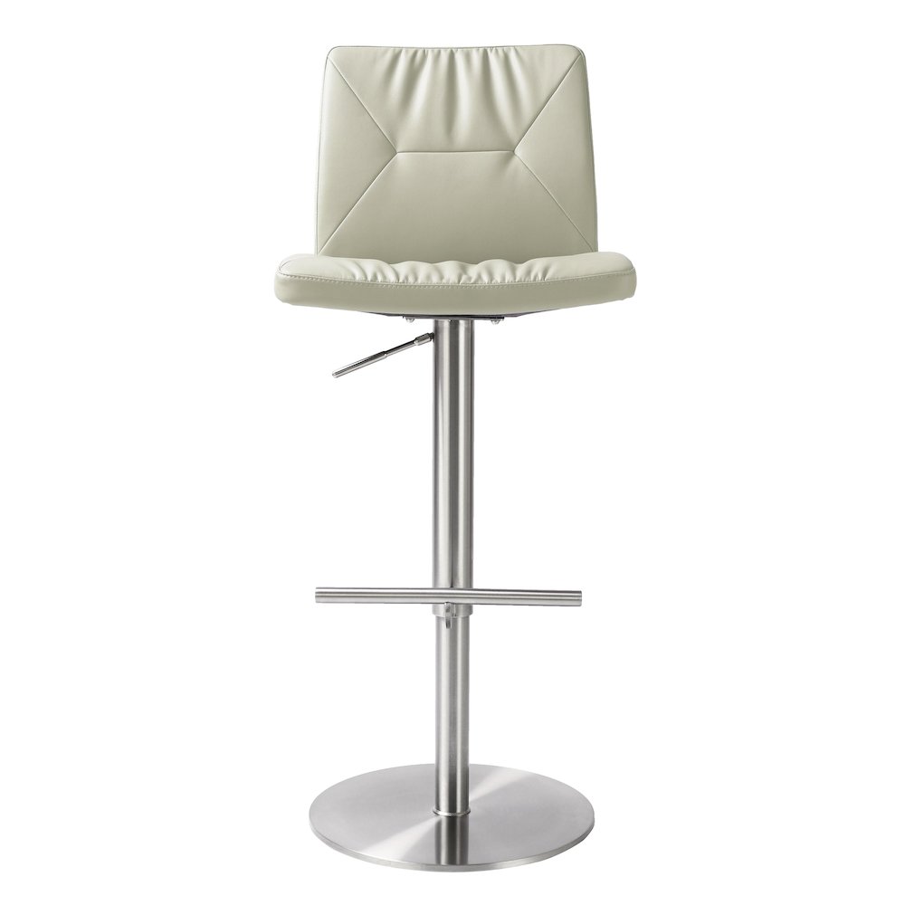 Paddy Light Grey Vegan Leather on Silver Adjustable Stool. Picture 3