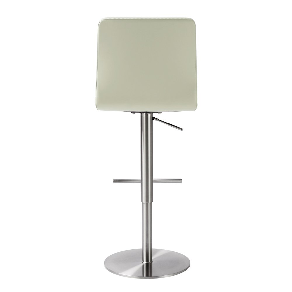 Paddy Light Grey Vegan Leather on Silver Adjustable Stool. Picture 4