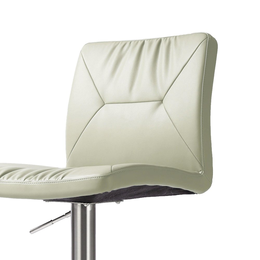 Paddy Light Grey Vegan Leather on Silver Adjustable Stool. Picture 5