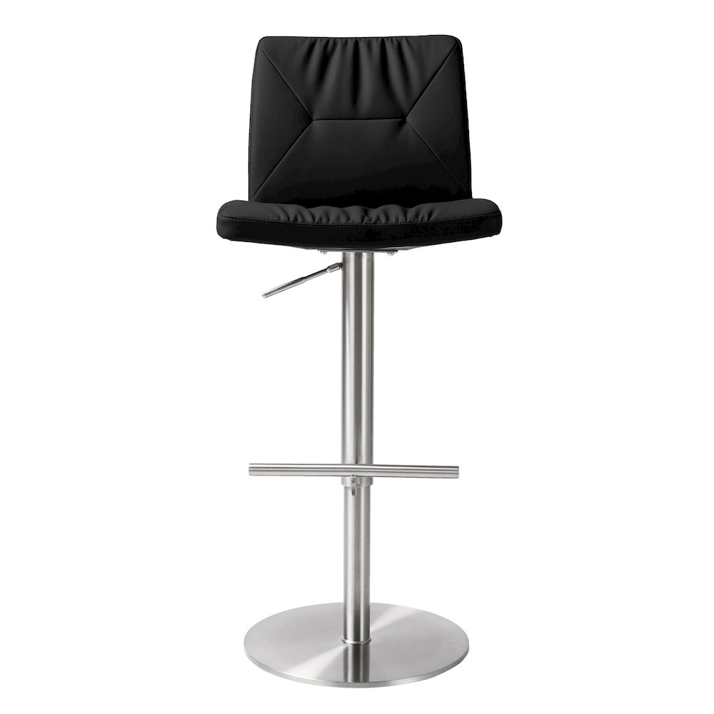 Paddy Black Vegan Leather on Silver Adjustable Stool. Picture 3