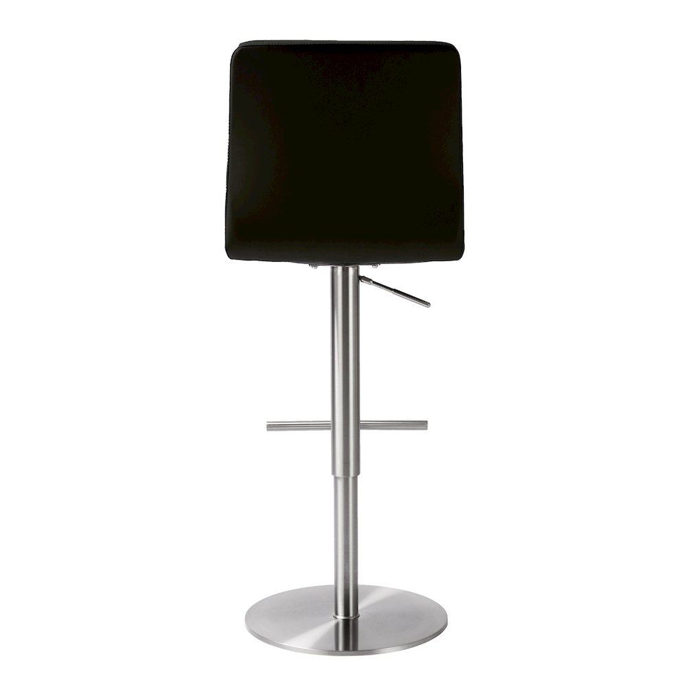Paddy Black Vegan Leather on Silver Adjustable Stool. Picture 4
