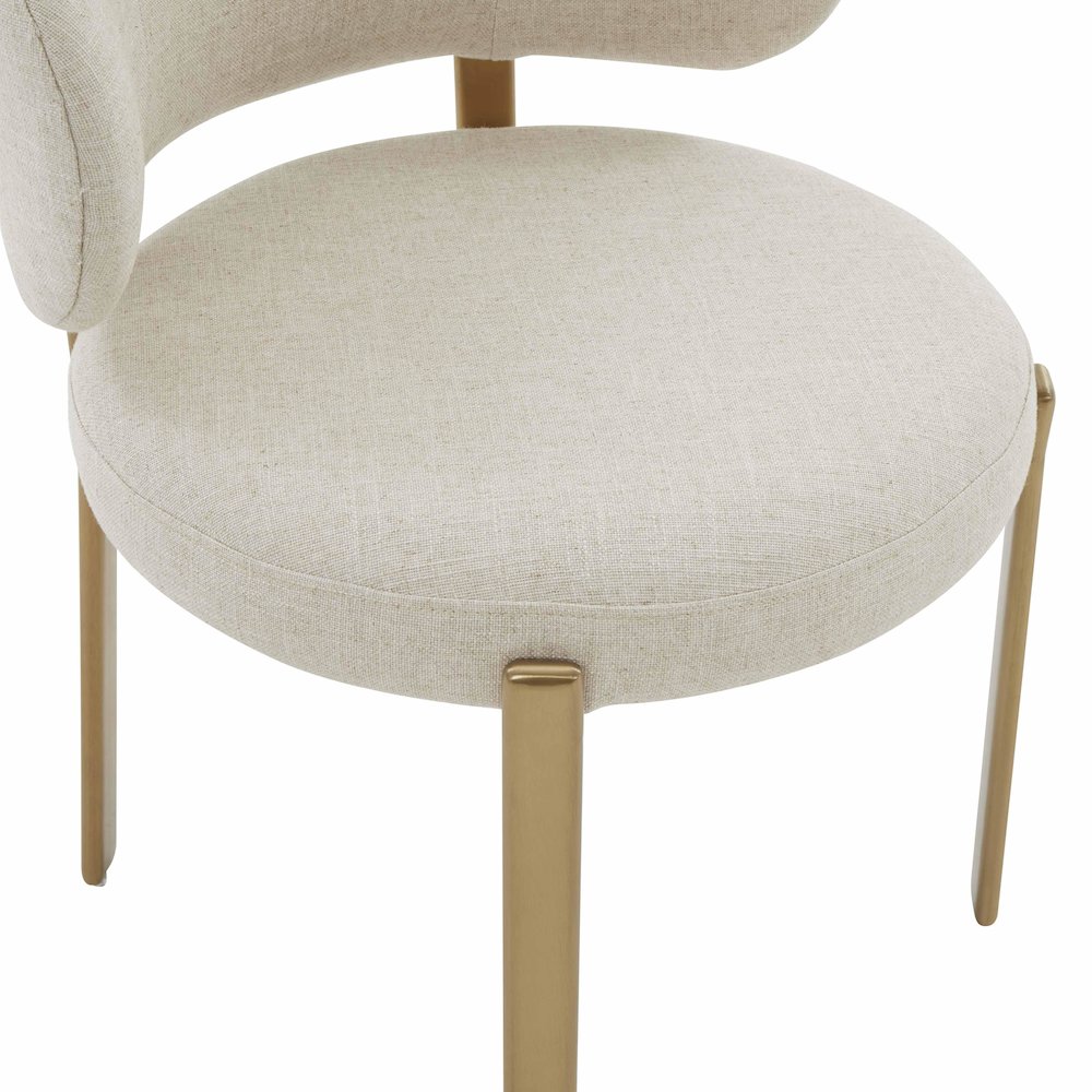 Margaret Cream Performance Linen Dining Chair. Picture 5
