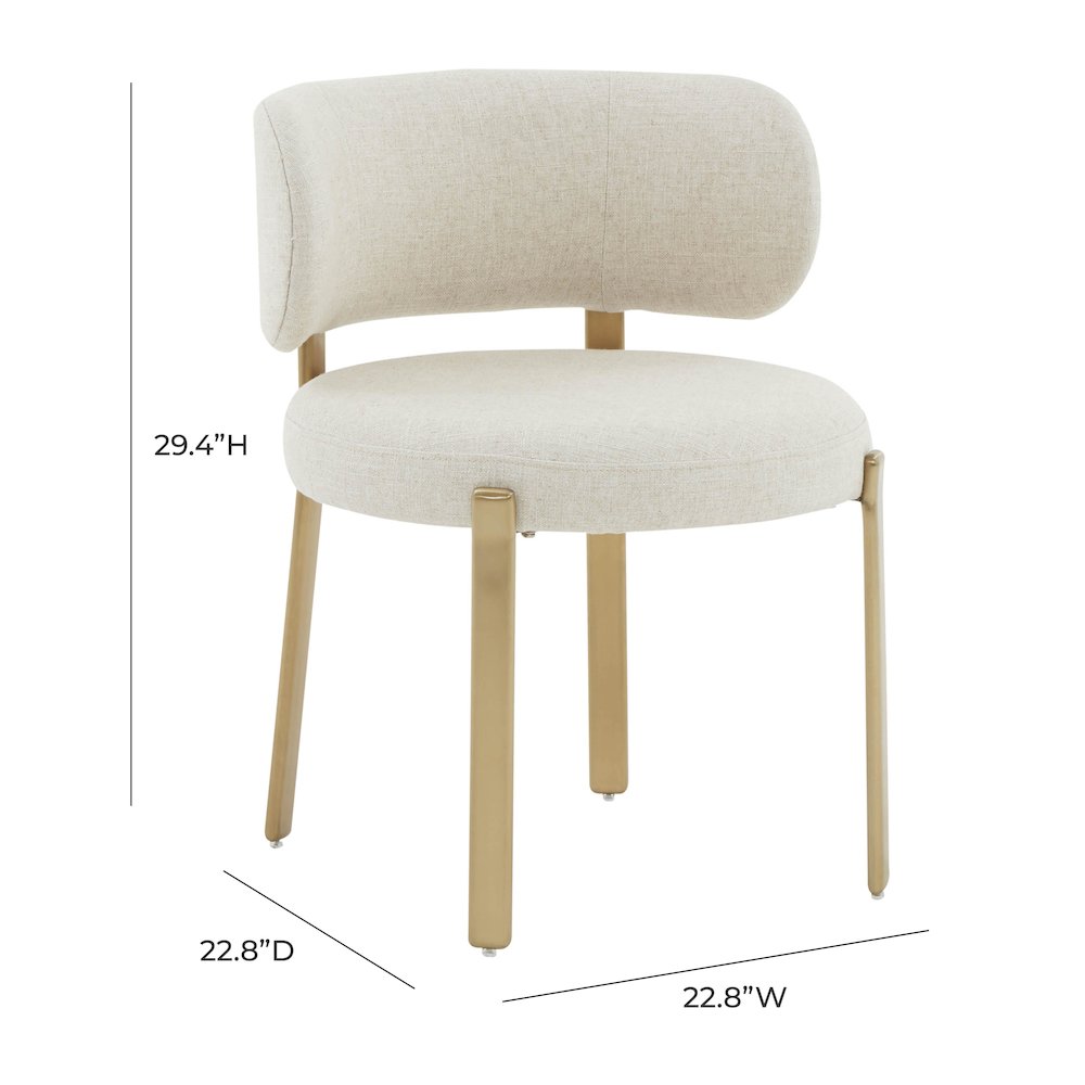 Margaret Cream Performance Linen Dining Chair. Picture 6