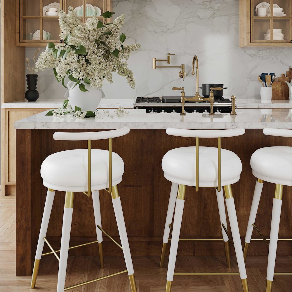 Juniper White Vegan Leather Counter Stool. Picture 2