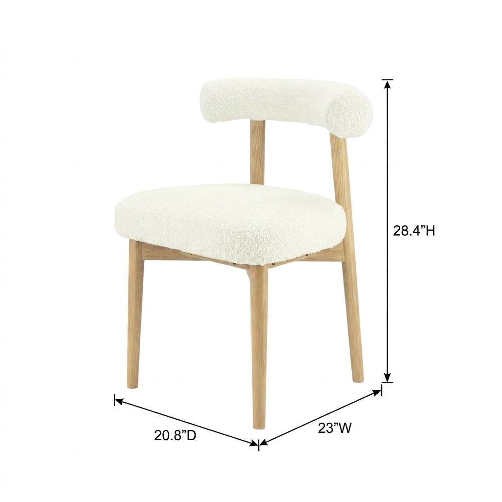 Boucle Accent Chair with Ash Wood Legs for Living Room or Bedroom, Cream. Picture 5