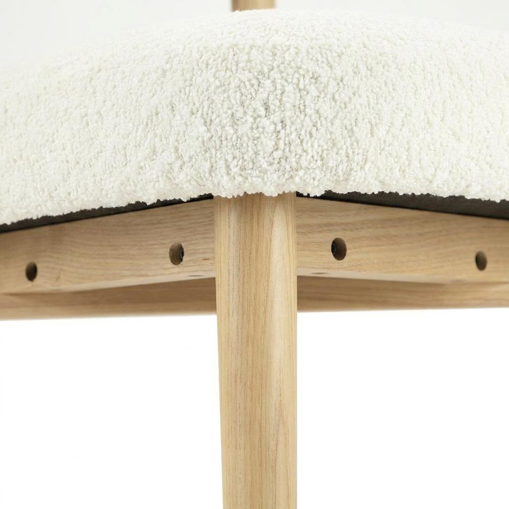 Boucle Accent Chair with Ash Wood Legs for Living Room or Bedroom, Cream. Picture 7