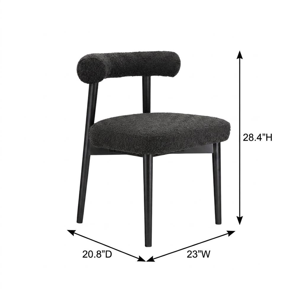 Boucle Accent Chair with Ash Wood Legs, Comfy Side Chair for Living Room, Black. Picture 5