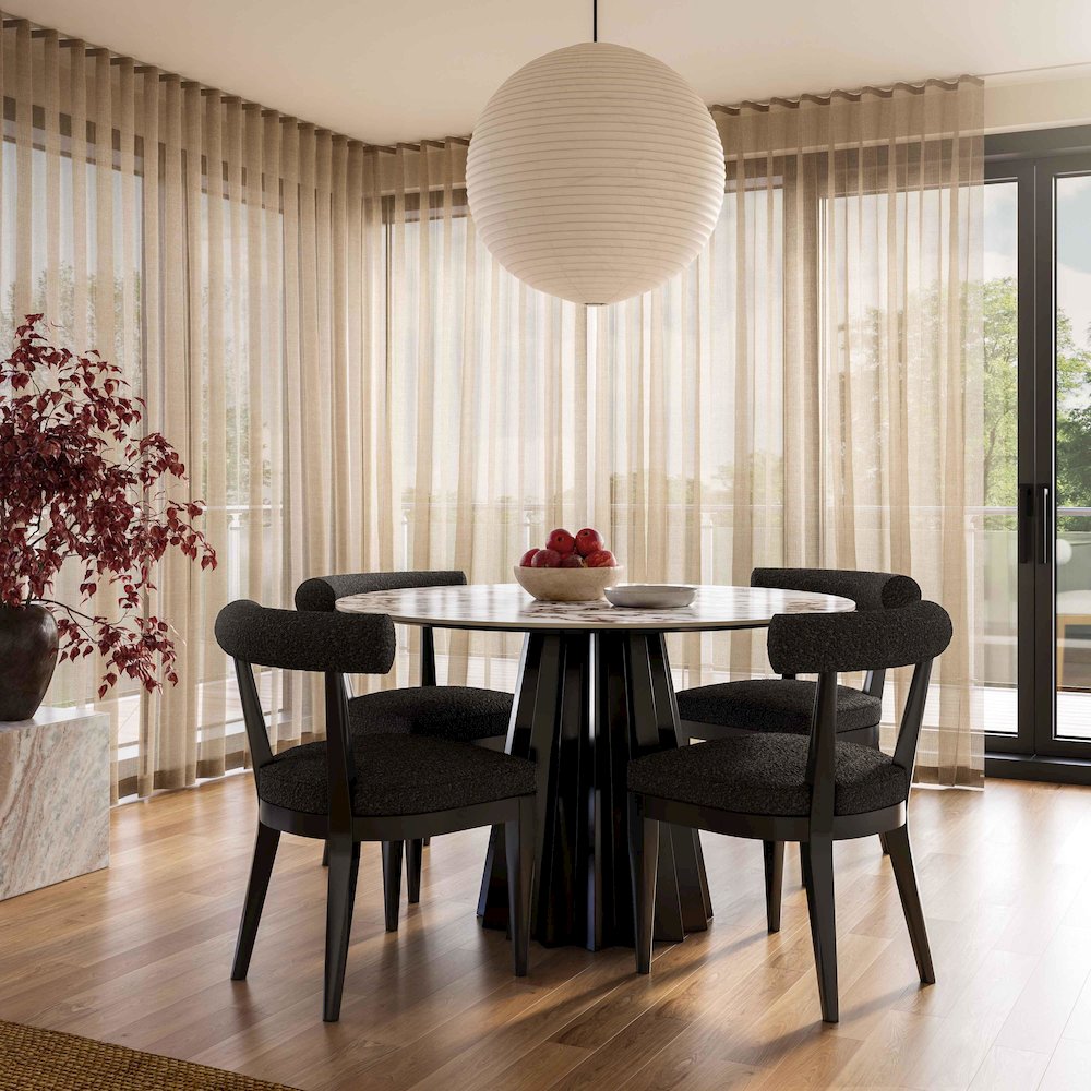 Palla Black Boucle Dining Chair. Picture 2