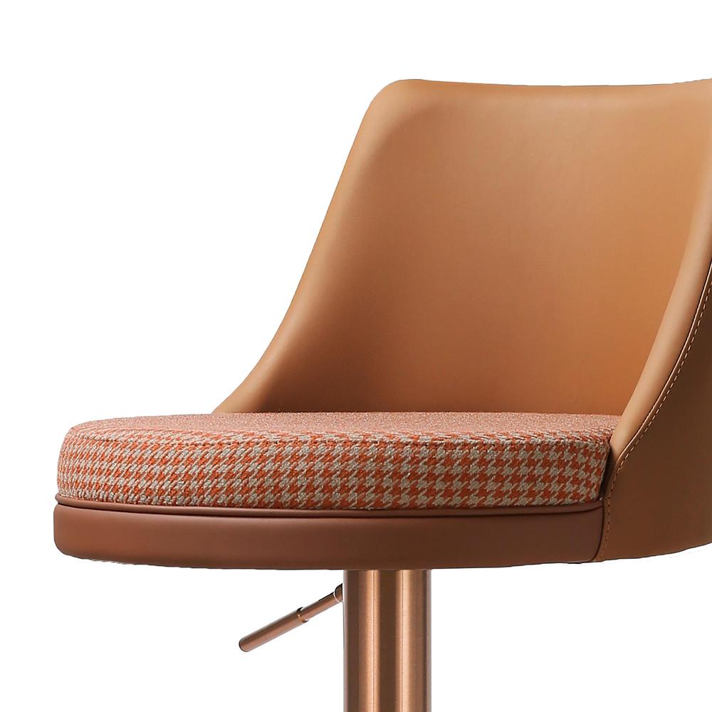 Reagan Cafe Au Lait Houndstooth Adjustable Swivel Stool. Picture 5
