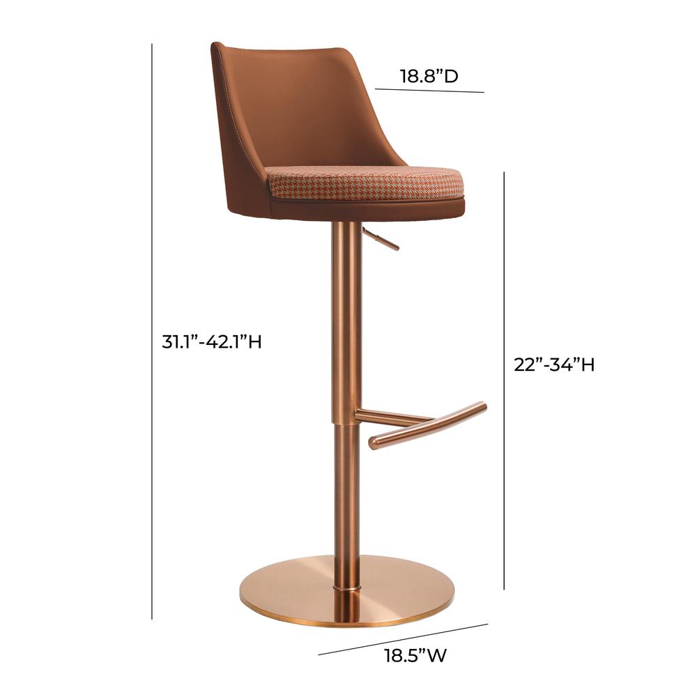 Reagan Cafe Au Lait Houndstooth Adjustable Swivel Stool. Picture 7