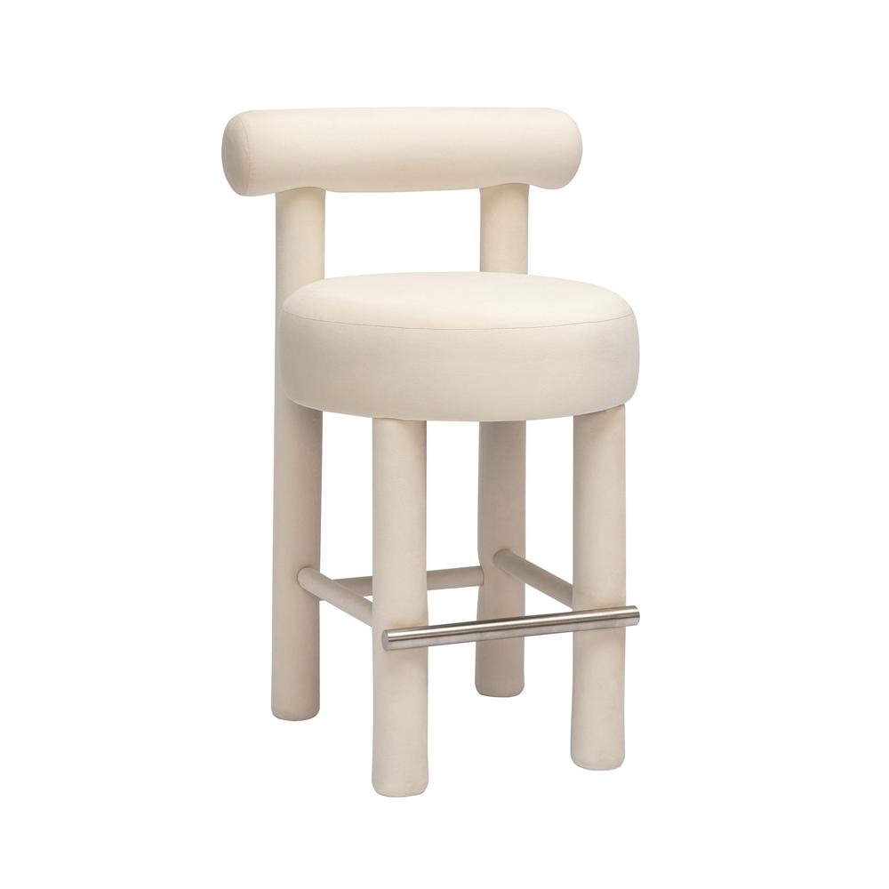 Carmel Cream Velvet Counter Stool. Picture 1