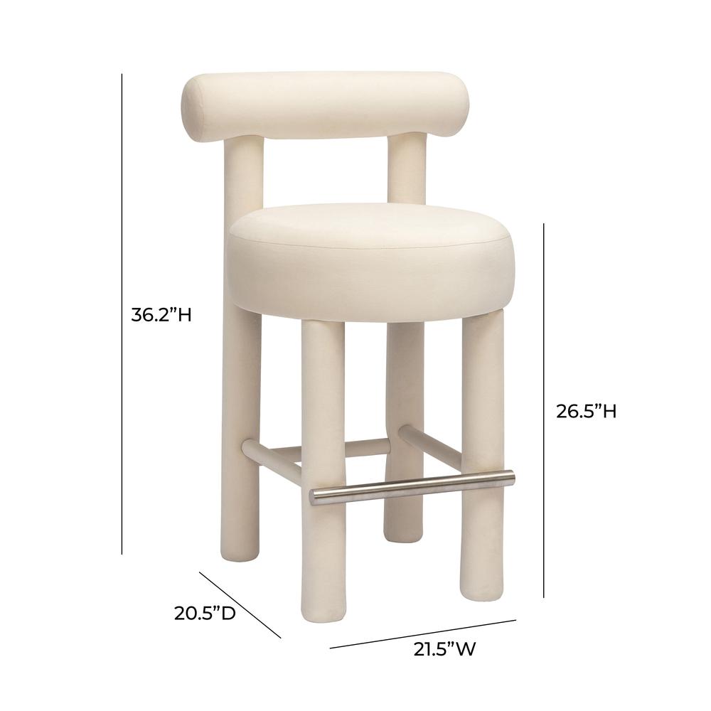 Carmel Cream Velvet Counter Stool. Picture 4