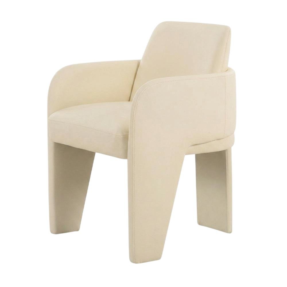 Vegan Leather Upholstered Dining Chair with Spring Seat for Dining Room, Cream. Picture 3