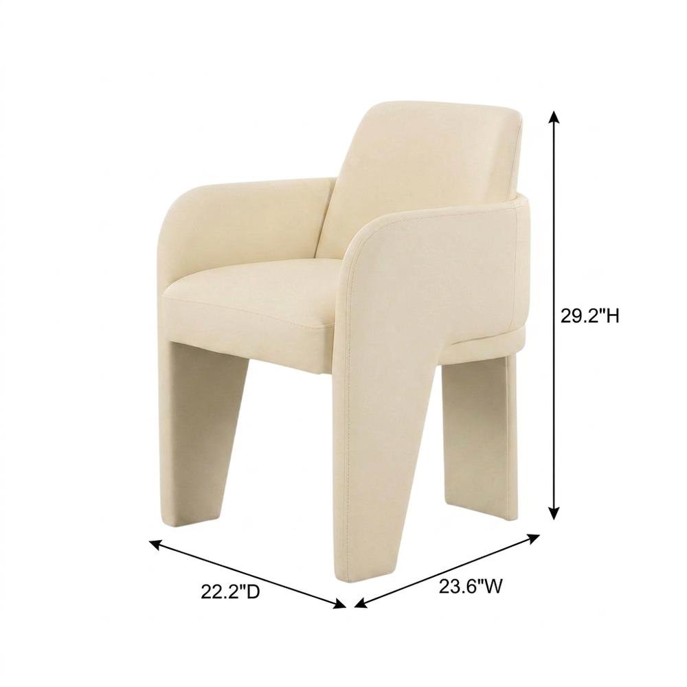 Vegan Leather Upholstered Dining Chair with Spring Seat for Dining Room, Cream. Picture 5