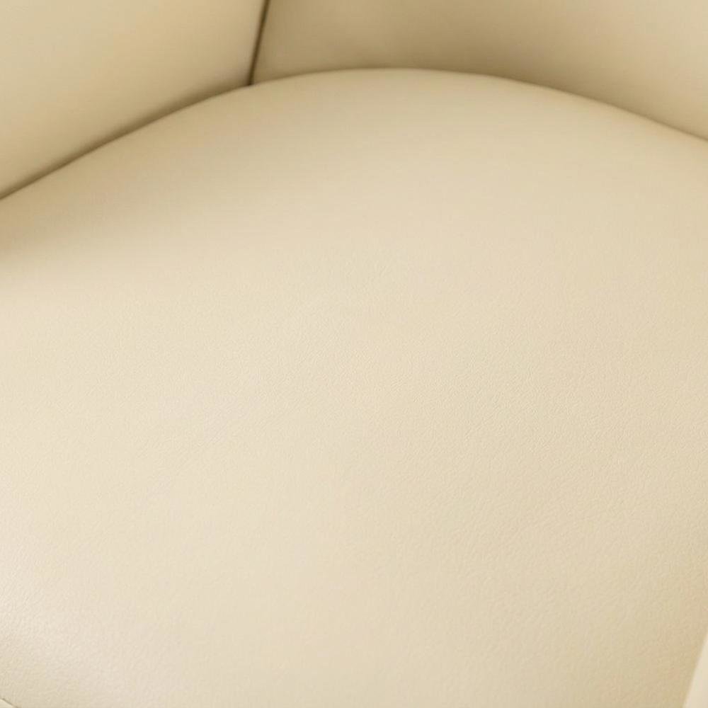Vegan Leather Upholstered Dining Chair with Spring Seat for Dining Room, Cream. Picture 6