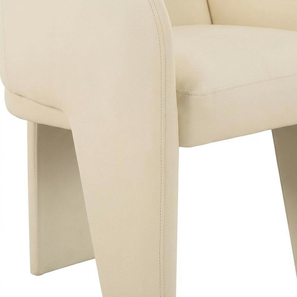 Vegan Leather Upholstered Dining Chair with Spring Seat for Dining Room, Cream. Picture 7