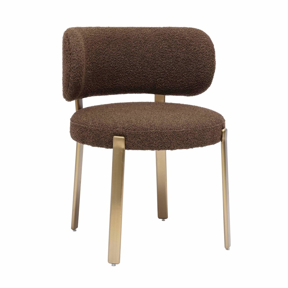 Margaret Chocolate Brown Boucle Dining Chair. Picture 1