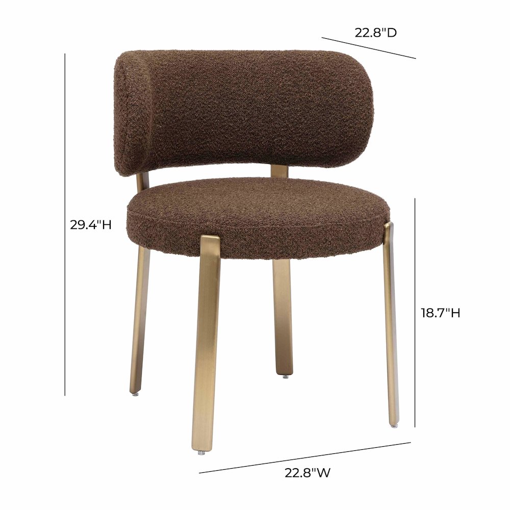 Margaret Chocolate Brown Boucle Dining Chair. Picture 8
