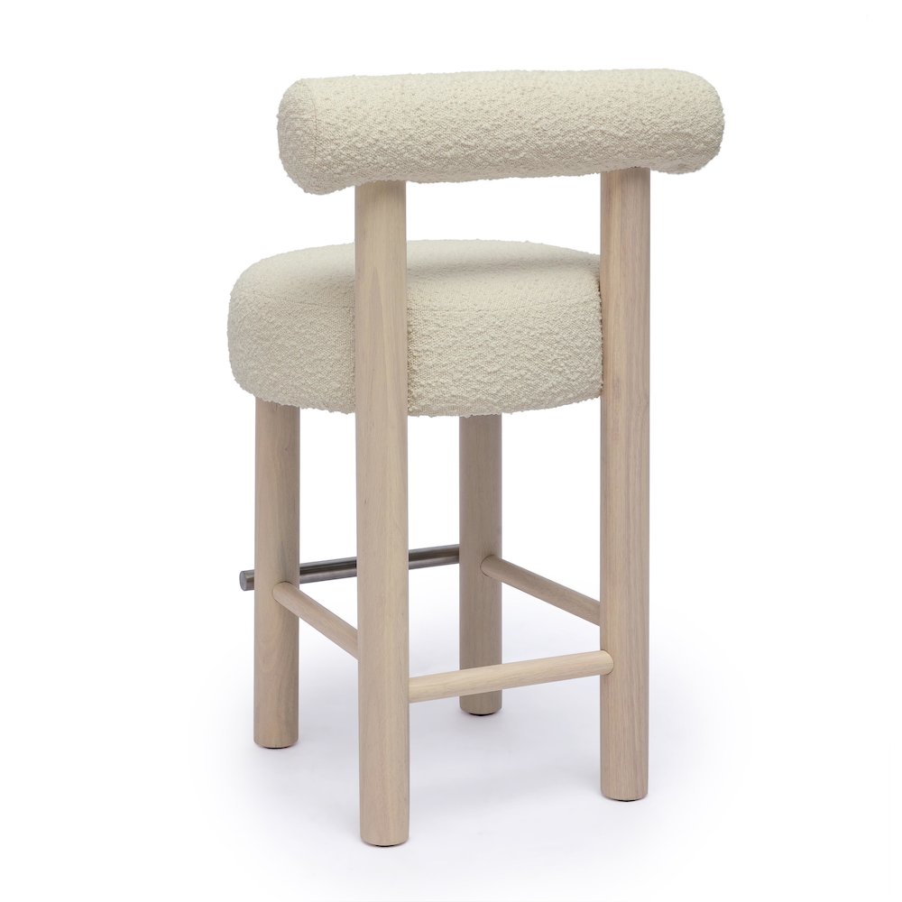 Carmel Cream Boucle and Solid Wood Counter Stool. Picture 5