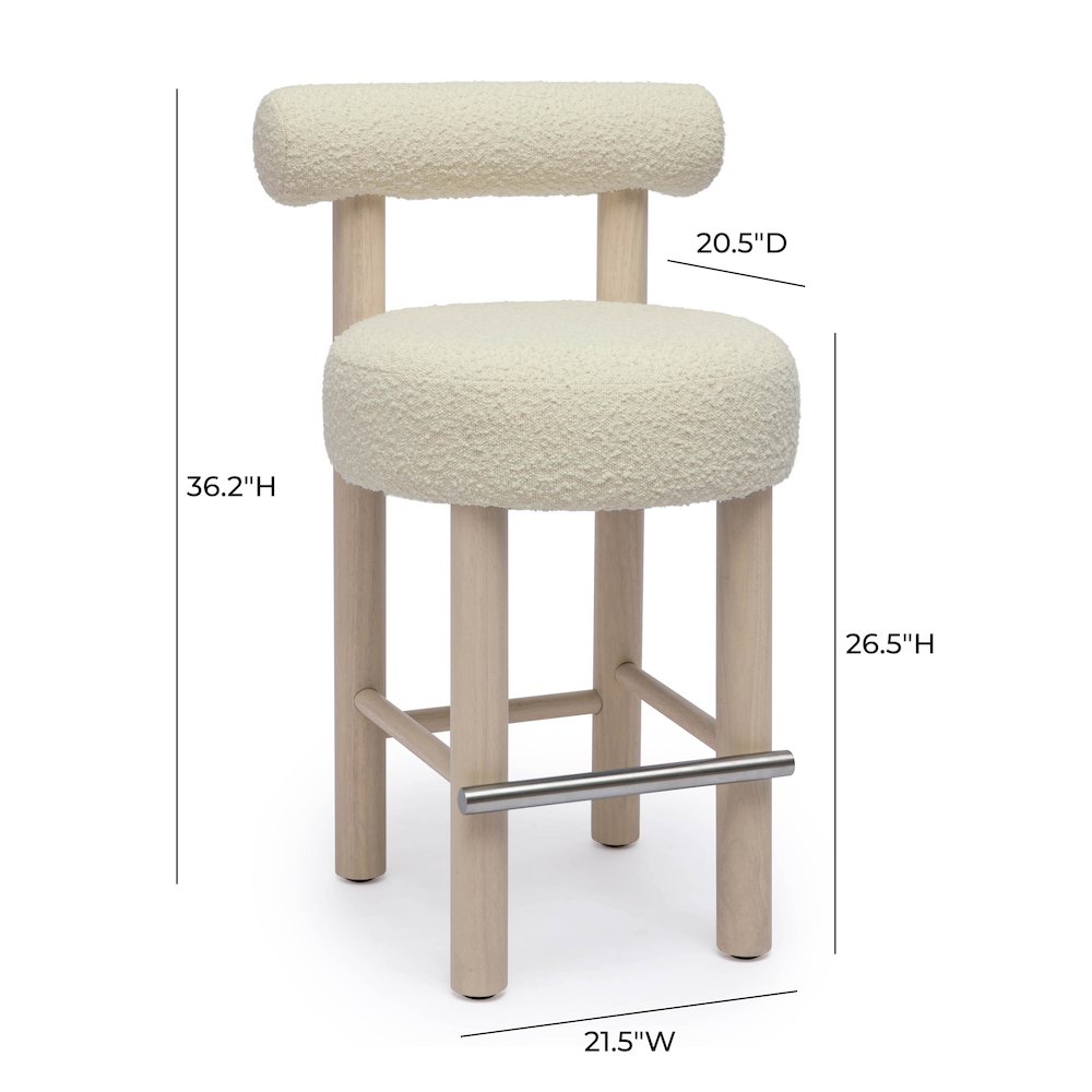 Carmel Cream Boucle and Solid Wood Counter Stool. Picture 7