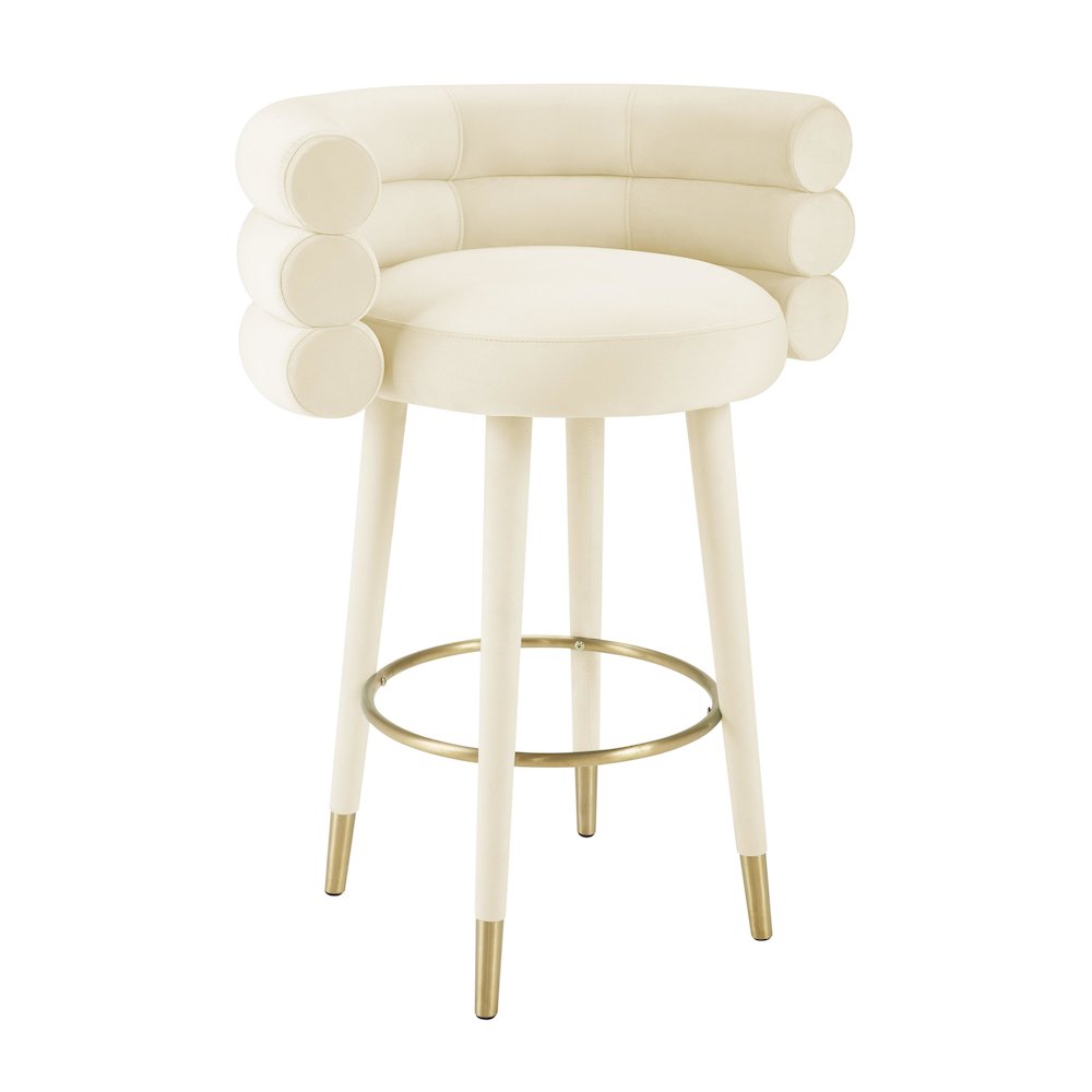 Betty Cream Velvet Barstool. Picture 1