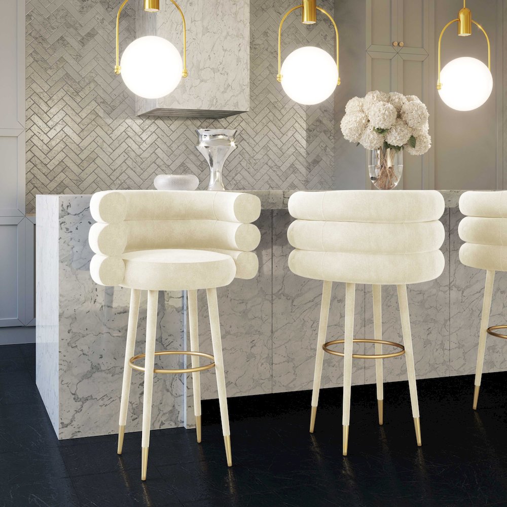 Betty Cream Velvet Barstool. Picture 2