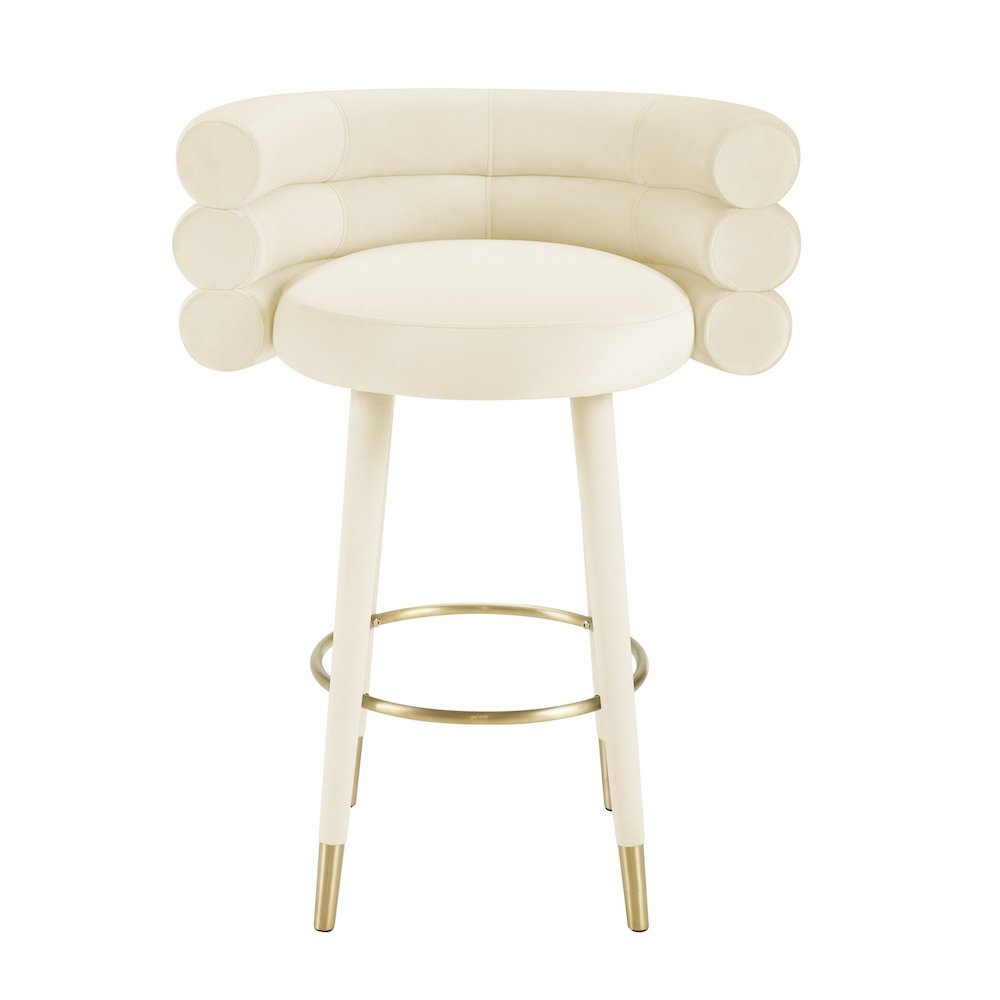 Betty Cream Velvet Barstool. Picture 3