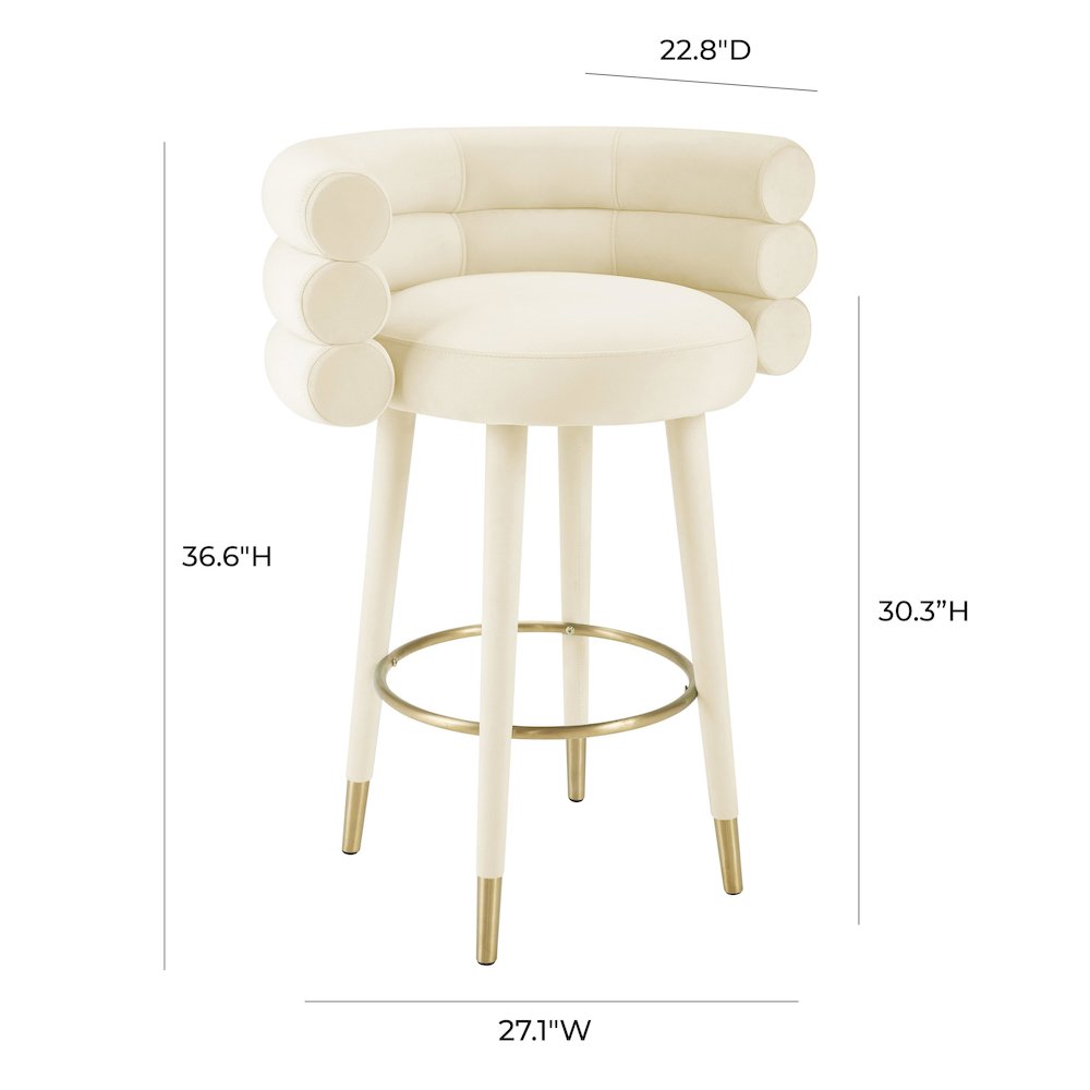Betty Cream Velvet Barstool. Picture 5