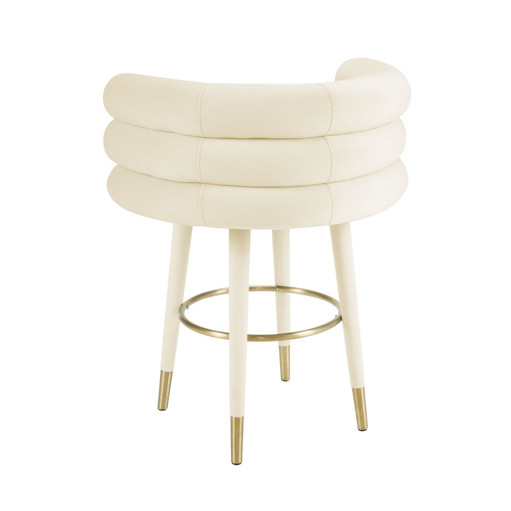 Betty Cream Velvet Counter Stool. Picture 4