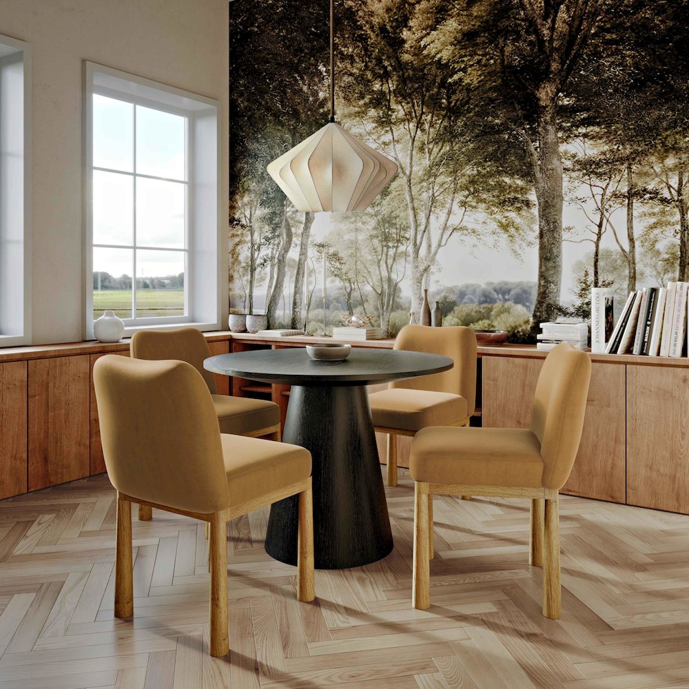 Tiara Cognac Velvet Oak Dining Chair. Picture 2