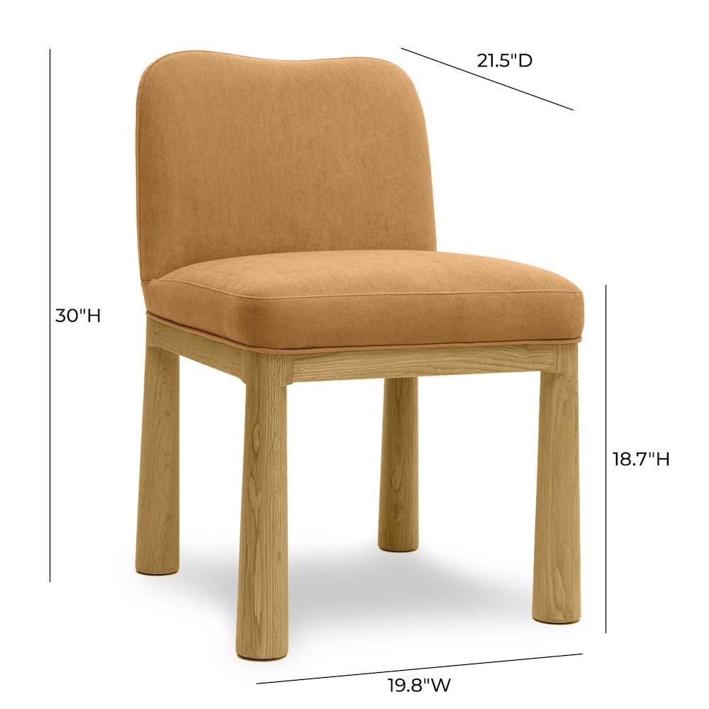 Tiara Cognac Velvet Oak Dining Chair. Picture 6