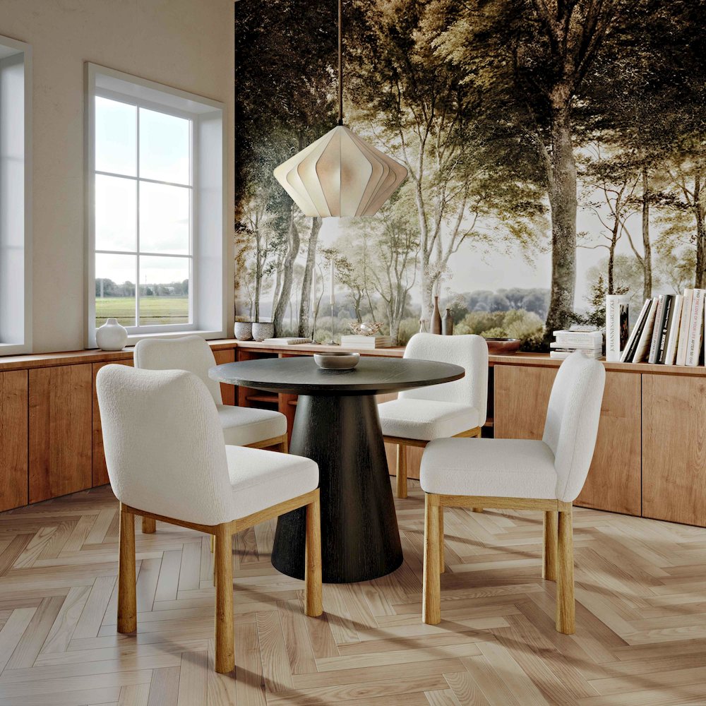 Tiara Cream Velvet Oak Dining Chair. Picture 2