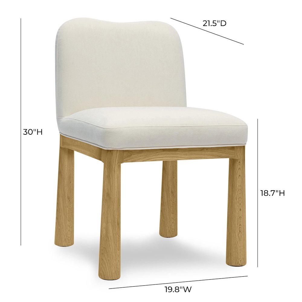 Tiara Cream Velvet Oak Dining Chair. Picture 6