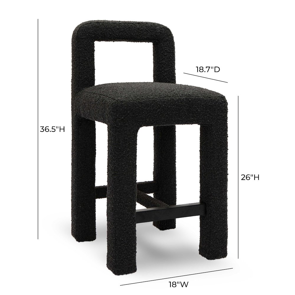 Hazel Black Boucle Counter Stool. Picture 6