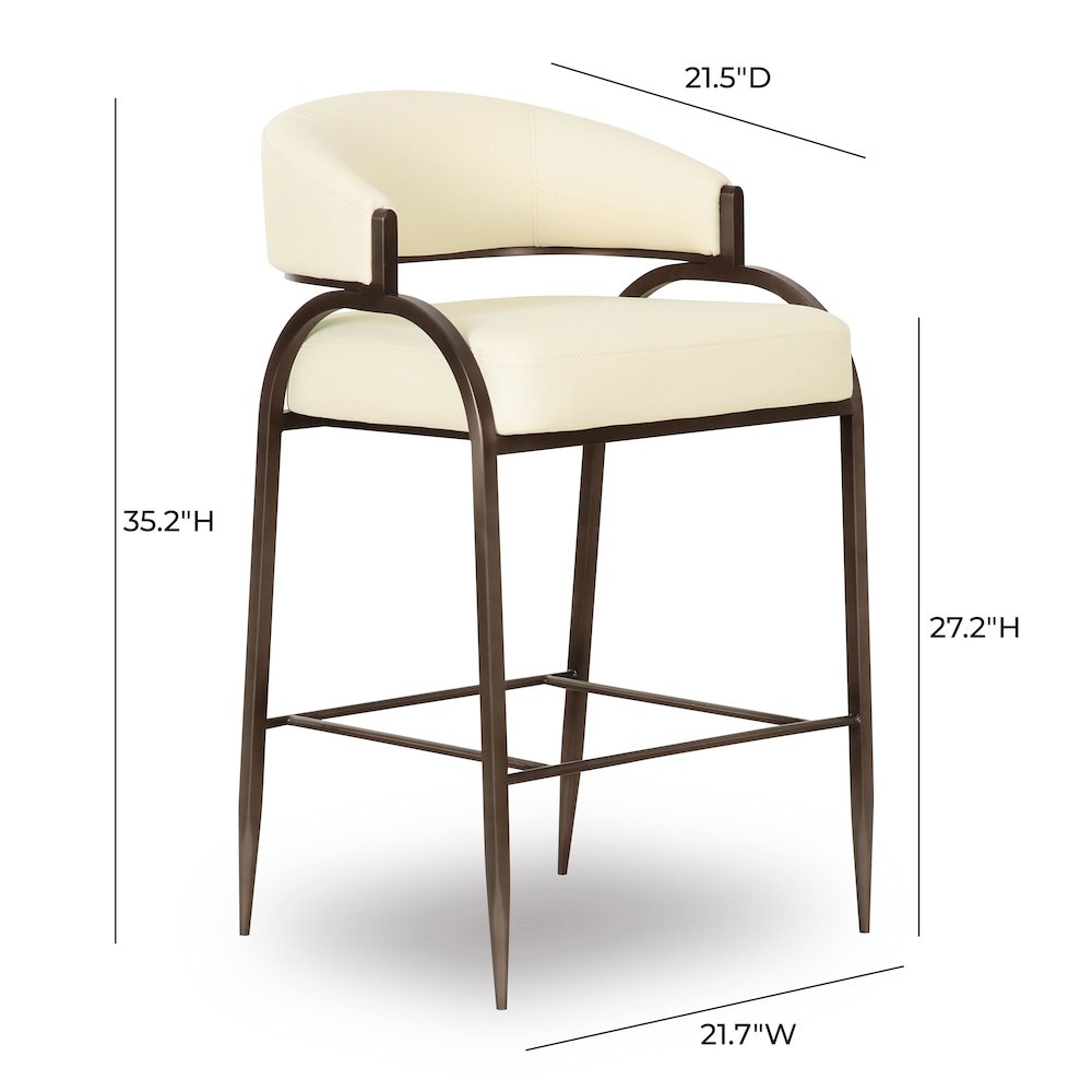 Tatum Cream Performance Vegan Leather Counter Stool. Picture 6