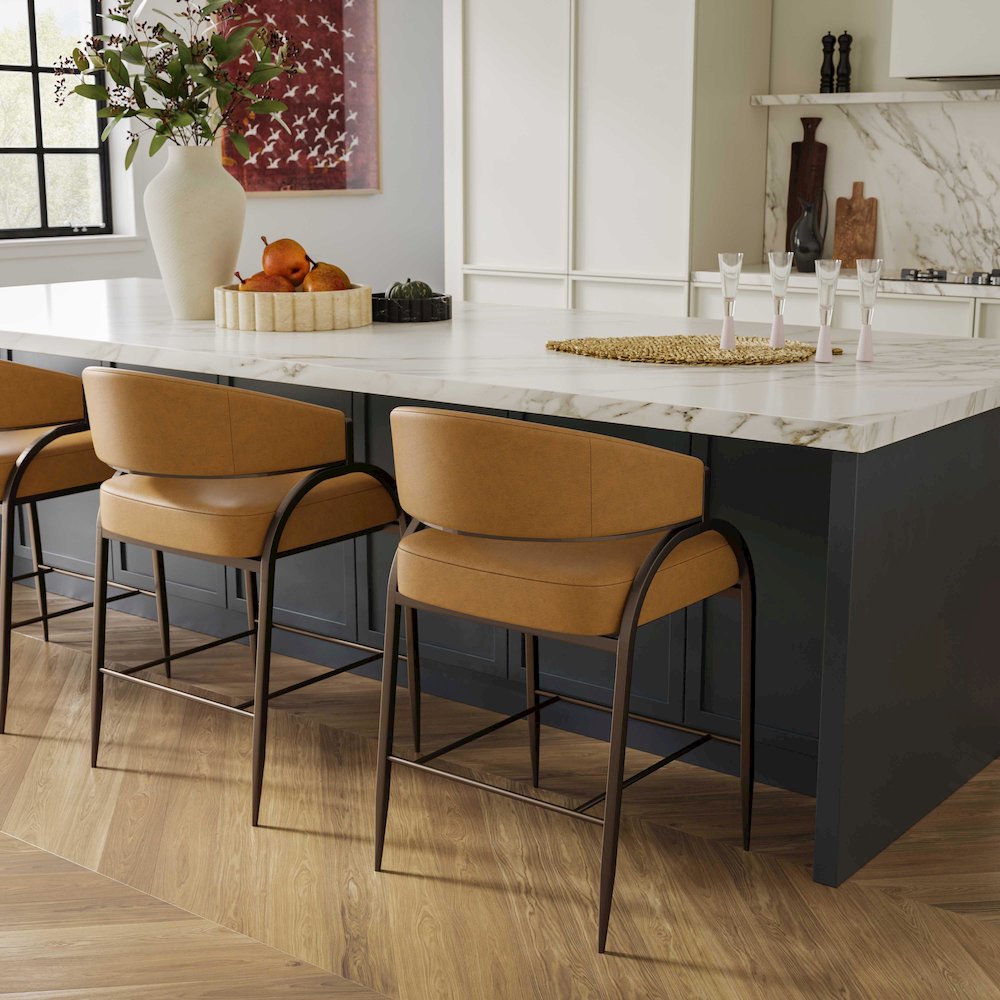 Tatum Tan Performance Vegan Leather Counter Stool. Picture 2