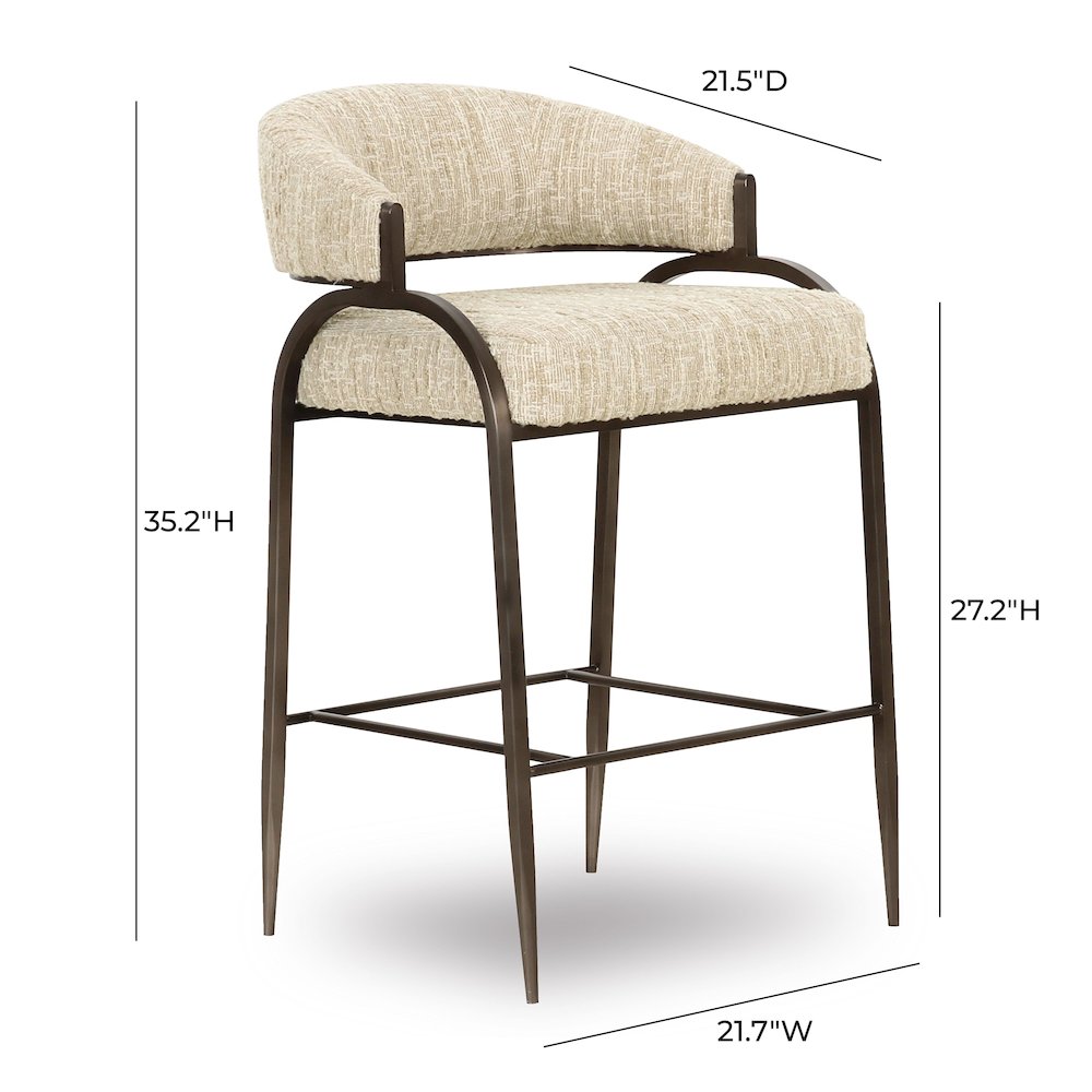 Tatum Taupe Textured Performance Boucle Counter Stool. Picture 6