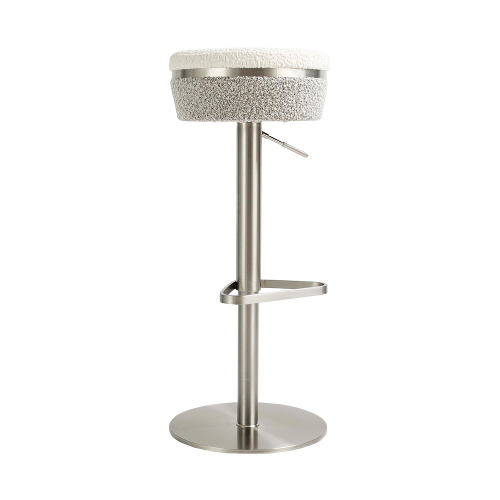 Astro White and Grey Boucle Adjustable Stool. Picture 1