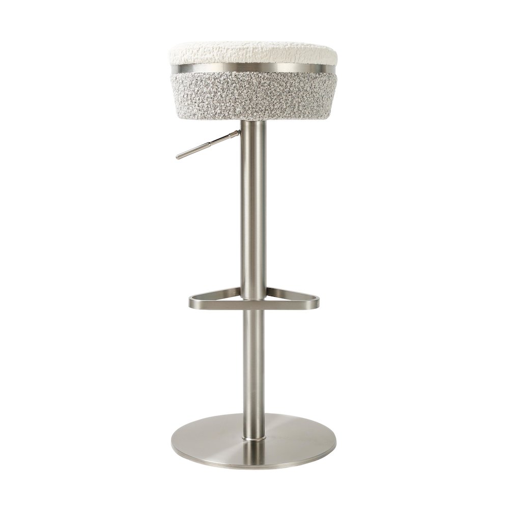 Astro White and Grey Boucle Adjustable Stool. Picture 3