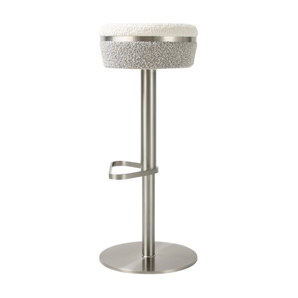 Astro White and Grey Boucle Adjustable Stool. Picture 4