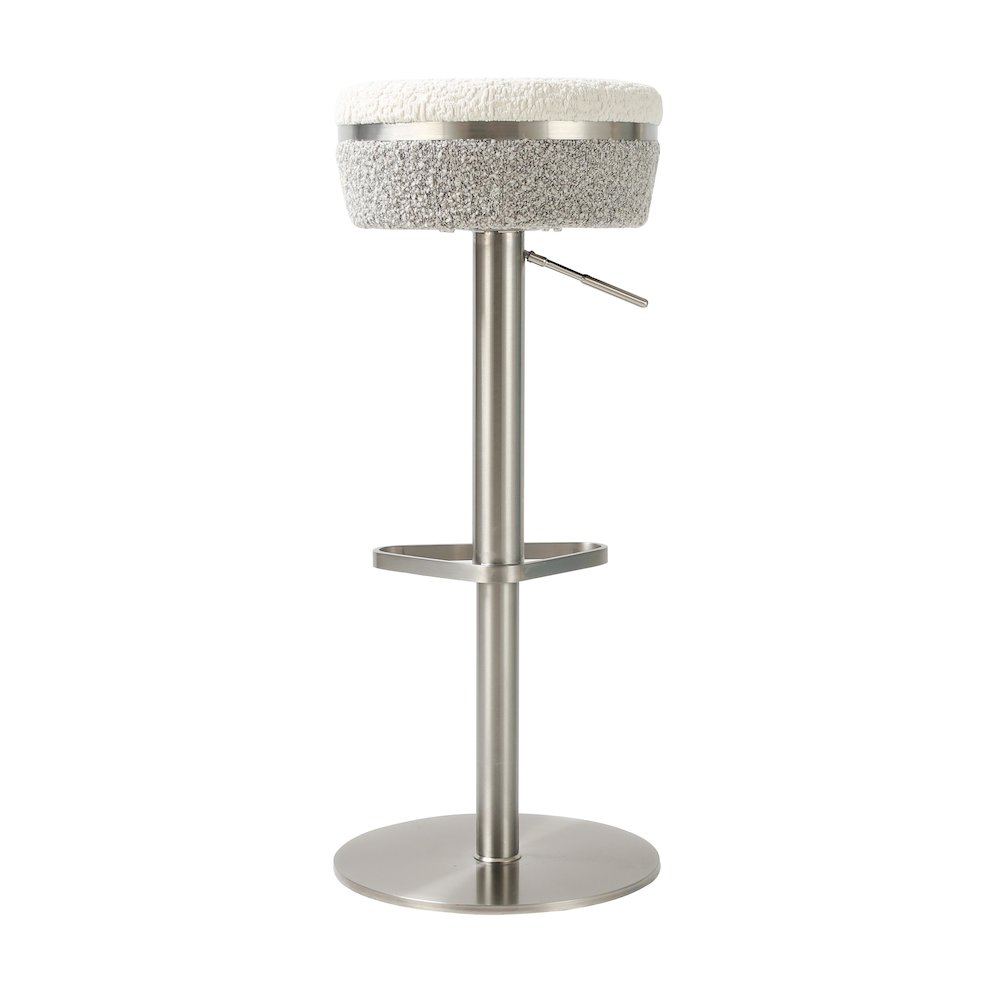 Astro White and Grey Boucle Adjustable Stool. Picture 5