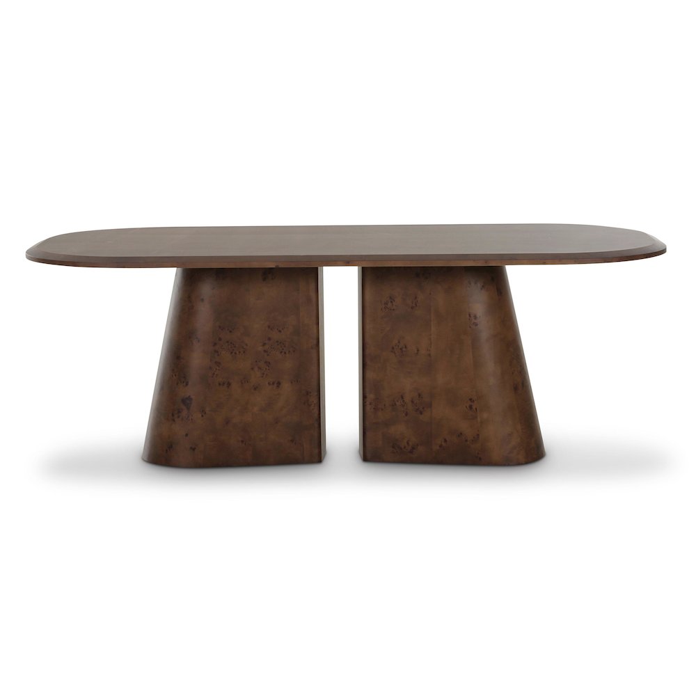 Gladyss Brown Burl Oval 87 inch Dining Table. Picture 1