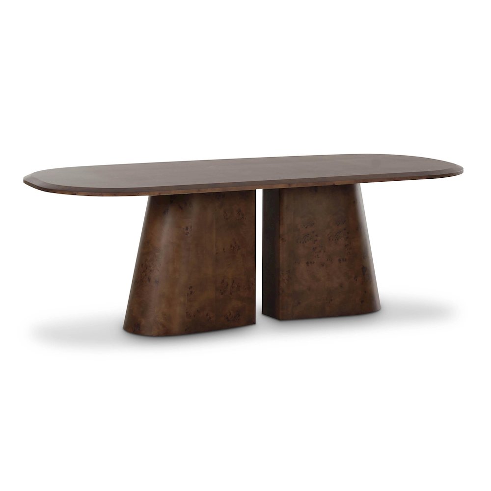 Gladyss Brown Burl Oval 87 inch Dining Table. Picture 3
